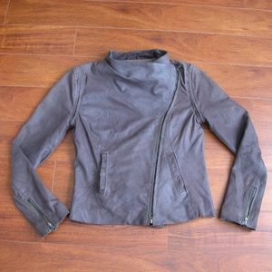 FOR JOSEPH Sexy Taupe Leather Moto Jacket Vest S